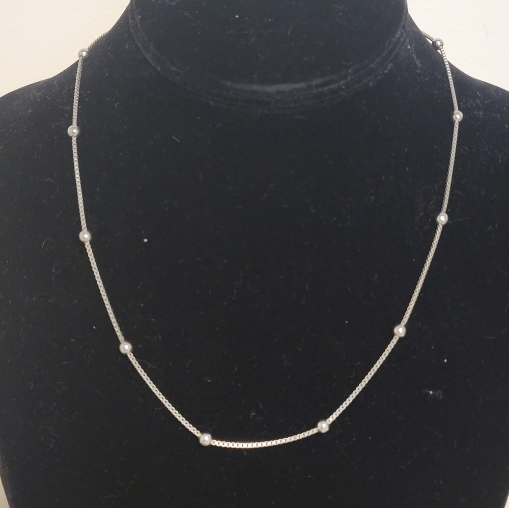 Two (2) Stainless Steel Chain Necklace 18” Minimalist Everyday Silver Tone